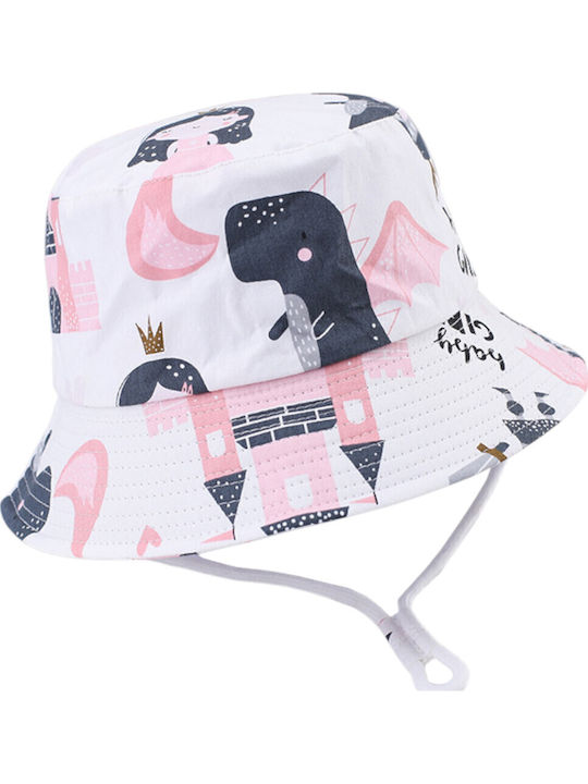Queen Mother Kids' Hat Bucket Fabric Sunscreen White Pink Princess Dragon White