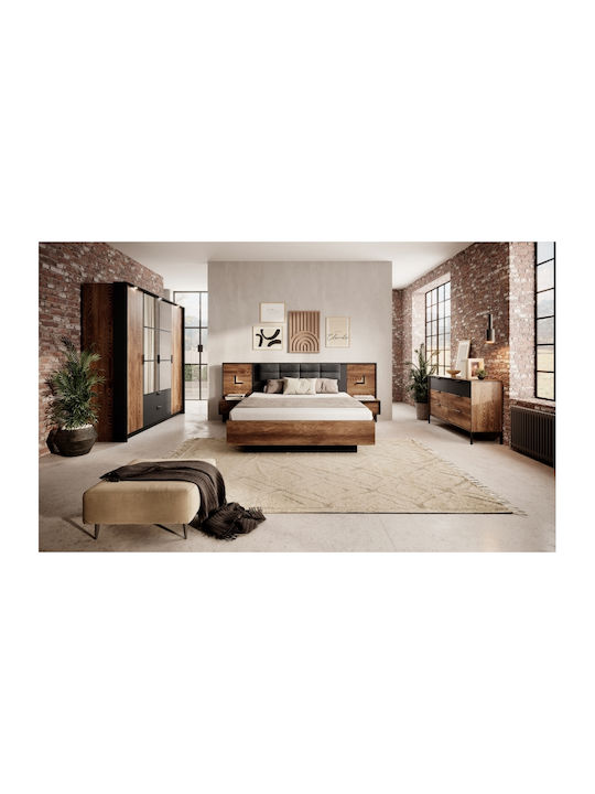 Bedroom Furniture Set Chestnut + Anthracite 160x200cm 3pcs