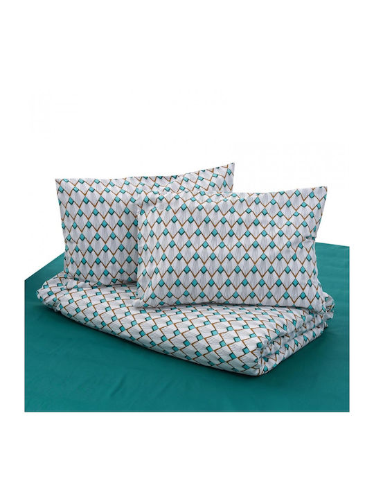 Heinner Set Huse Pentru Pilote 100% Bumbac 180x200cm Semidublu Cu 2 Fețe De Pernă & 1 Cearceaf Albastru