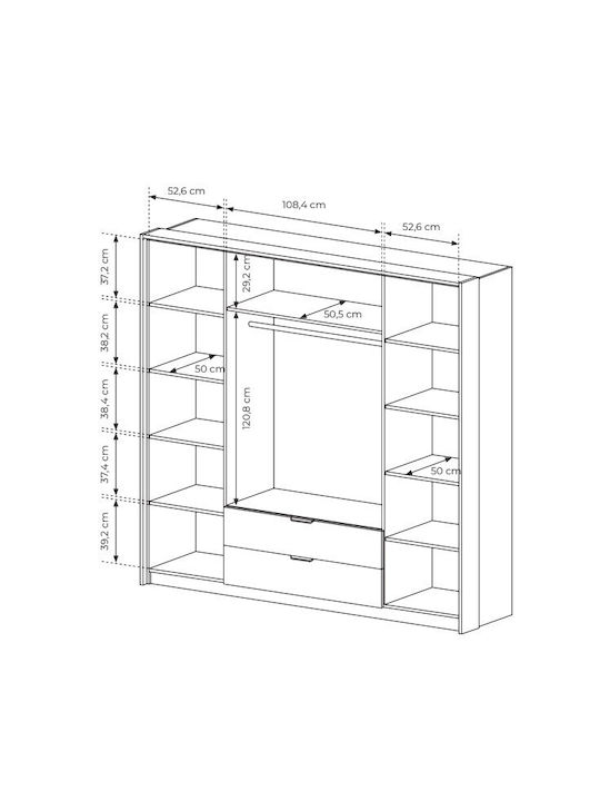 Milton Τετράφυλλη Ντουλάπα με Καθρέπτη 223x59x210cm