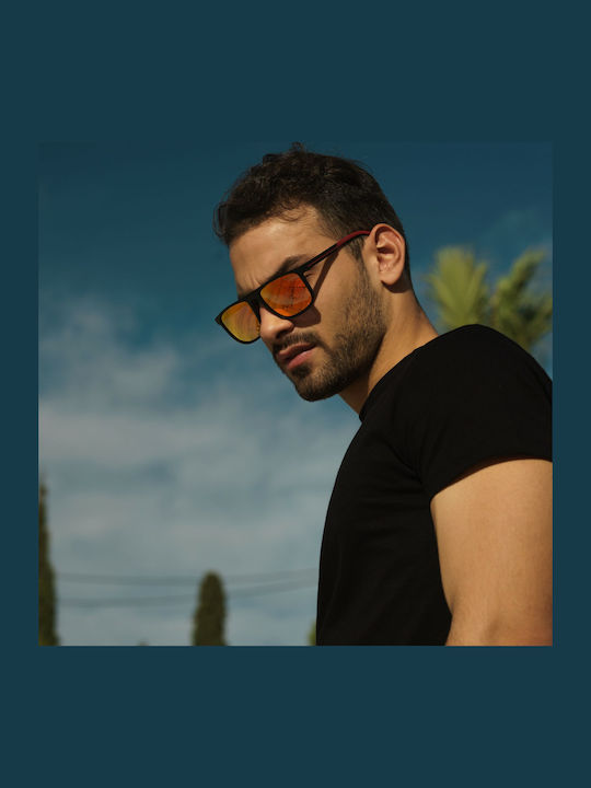 Ghetto Men's Sunglasses with Orange Frame and Orange Lens K38189 ORANGE