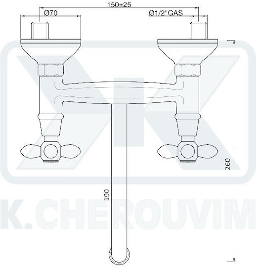 Βρύση 03051 Old-margherita Μπρονζέ Άνω Ροής Τοίχου 260mm Außenarmaturen