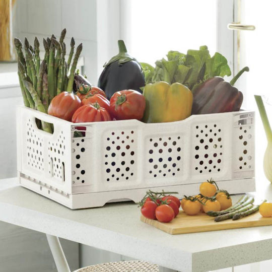 Bama Italy Multipurpose Crate 40x30x17cm Foldable Stackable Capacity 20lt Plastic 0.55kg Cream Handles