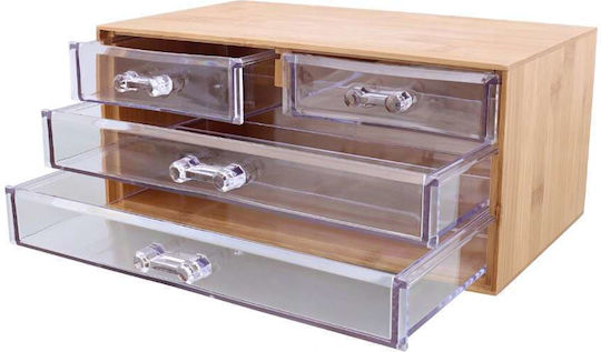 Eleganza Wooden Desktop Drawer 4 Number of Spit 15.2x10.1x23.3cm Beige