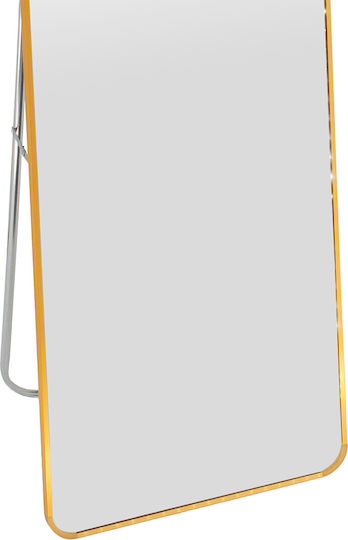 Keskor Gewölbter Boden- oder Standspiegel mit Goldenem Aluminiumrahmen 146x36cm