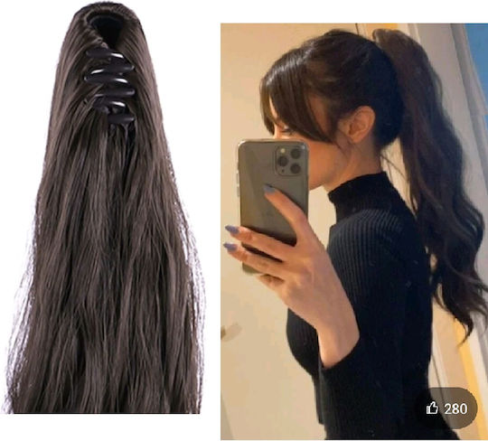 Postiche Curly Ponytail Synthetic Hair High Quality Clamper Dark Chestnut 24 Inches