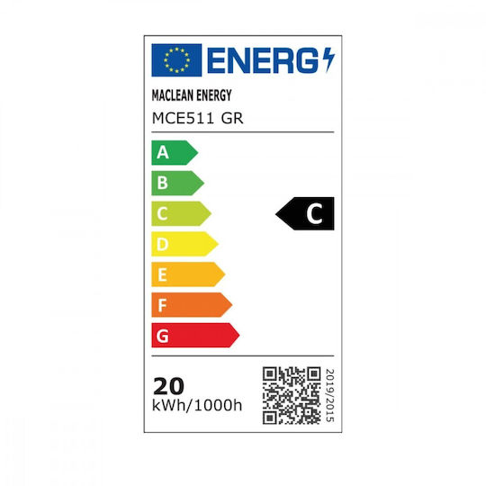 Maclean Led Lamp Grey 20w Ip65 2750lm Neutral White 4000k Mce511 Gr