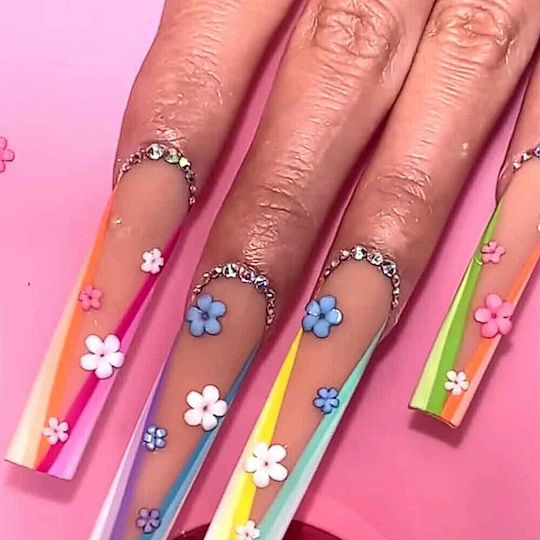 Design Pentru Unghii Nail Art Flori Perle 12