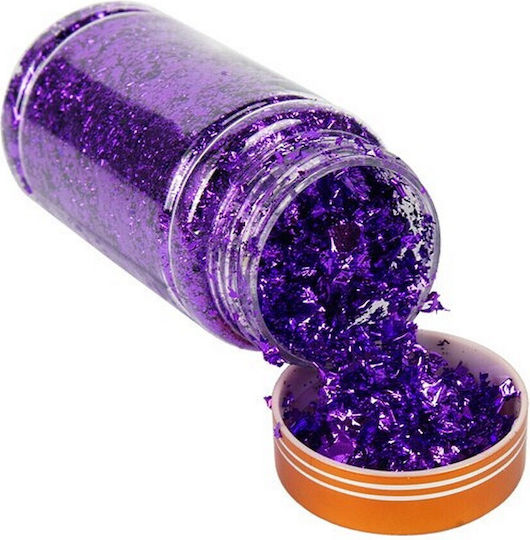 Plastic Jar Foil Flakes Nail Design Purple
