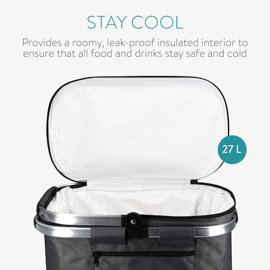 Navaris Insulated Picnic Basket with Folding Handle 27lt in Black Color
