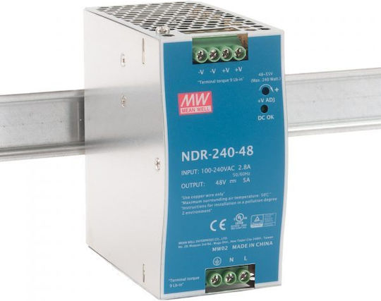 Mean Well Sursă de Alimentare pe Șină DIN cu Ieșire 48V și Putere 240W 5A