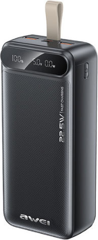 Awei PA-12 Power Bank 30000mAh 22.5W με 2 Θύρες USB-A και Θύρα USB-C Quick Charge 3.0 Μαύρο