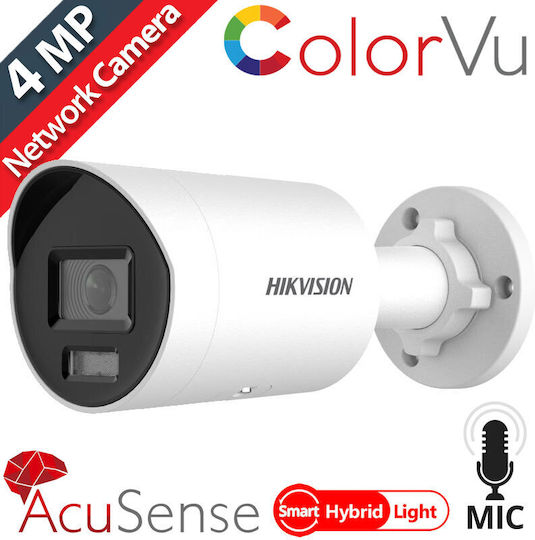 Hikvision Ds-2cd2047g2h-liu(ef) IP Cameră de Supraveghere Full HD+ 4MP Rezistentă la apă cu Microfon și Lentilă 2.8mm