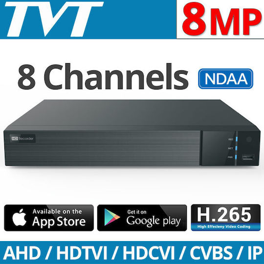 TVT TD-2108NS-HP-H Καταγραφικό DVR 8 Καναλιών με Ανάλυση 4K