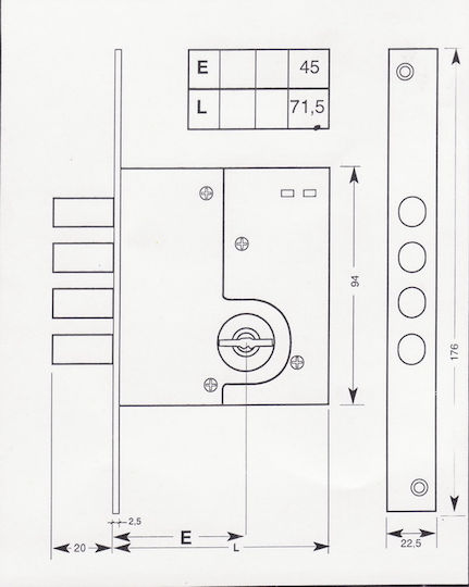 Încuietoare Cutie de Valori Gevy 2x4 Nichel Mat