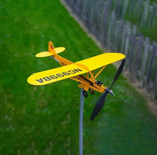 Διακοσμητικό Μεταλλικό Αεροπλάνο Piper J3 Ανεμόμυλος Κήπου – 28,7cm
