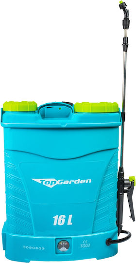 TopGarden Ψεκαστήρας Πλάτης 12V με Μπαταρία 8Ah με Χωρητικότητα 16lt 4bar σε Πορτοκαλί χρώμα