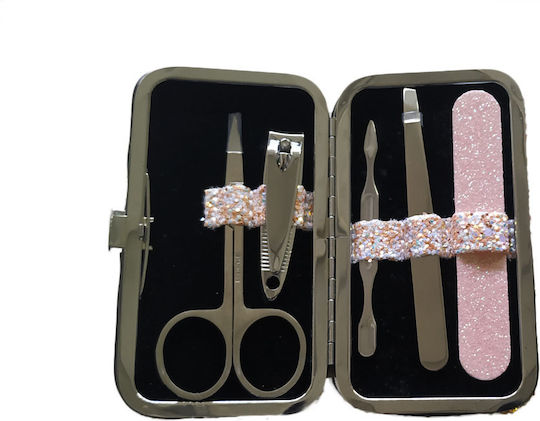 Комплект За Маникюр 5 Части Кутия Glitter Ediglam Розов Nb67299