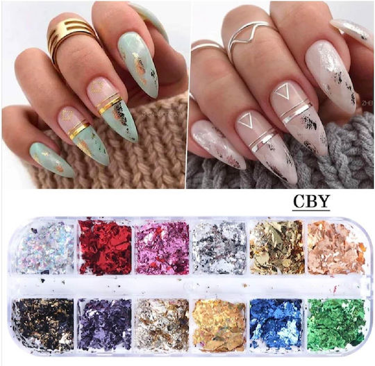 Kästchen 12 Blätter Nail Art Folien Farben Nageldesign