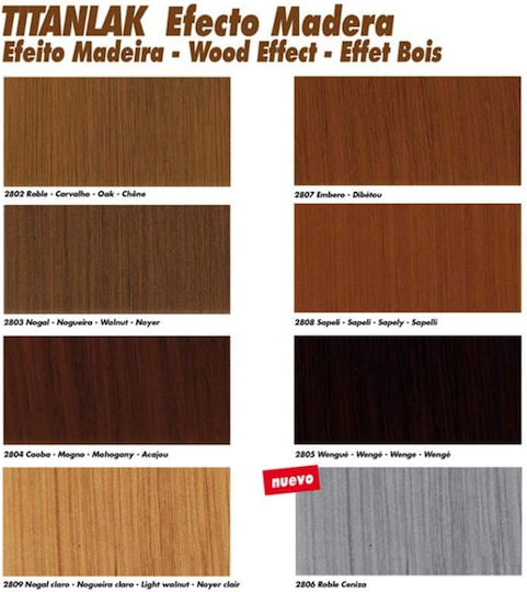 Efecto Madera Titanlak Απομίμηση Ξύλου Κάθε Επιφάνεια 750ml Καρυδιά Ανοιχτή 2809