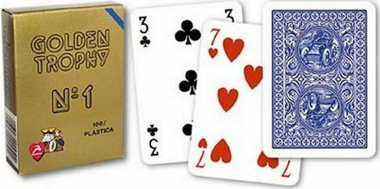 Argy Toys Golden Trophy AA Playing Cards Plastic for Poker Blue