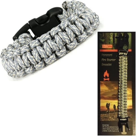 Paracord Survival Bracelet Grey-White Oem
