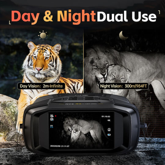 4k Night Vision Binoculars 6x Optical Zoom 300m Range Nvs-40