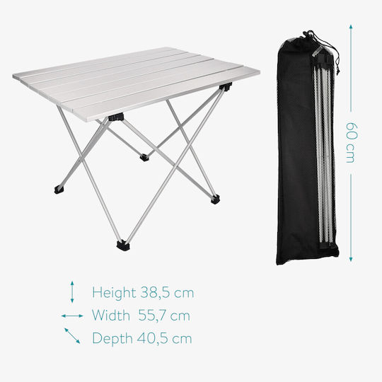 Navaris Τραπέζι Αλουμινίου για Camping Πτυσσόμενο 55.7x40.5x38.5cm Γκρι