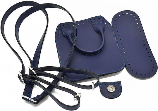 Set Mini Rucsac cu Clapetă de 16cm, Bază, Mâner, Curea, Cataramă Albastră