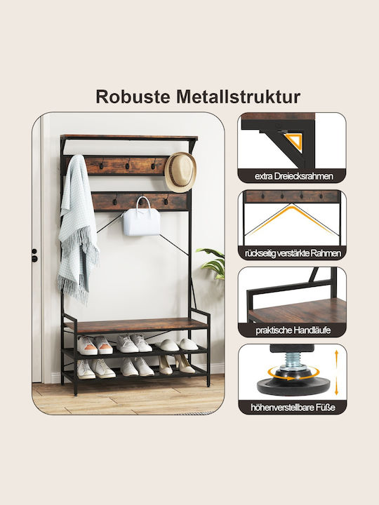 Costway Floor Garment Rack made of Metal Brown 102x40x184cm