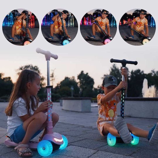 Sun Baby Kids Scooter Foldable Lumiride 3-Wheel for 3+ Years Pink