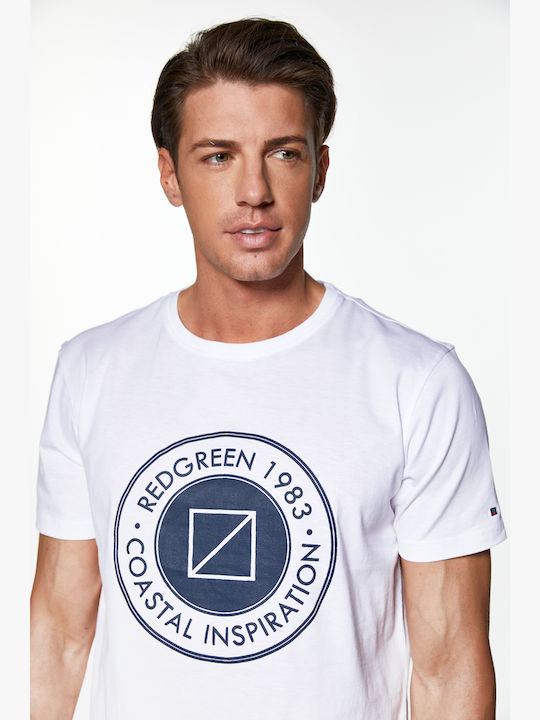 Redgreen T-shirt Τύπωμα Coastal Inspiration Λευκό