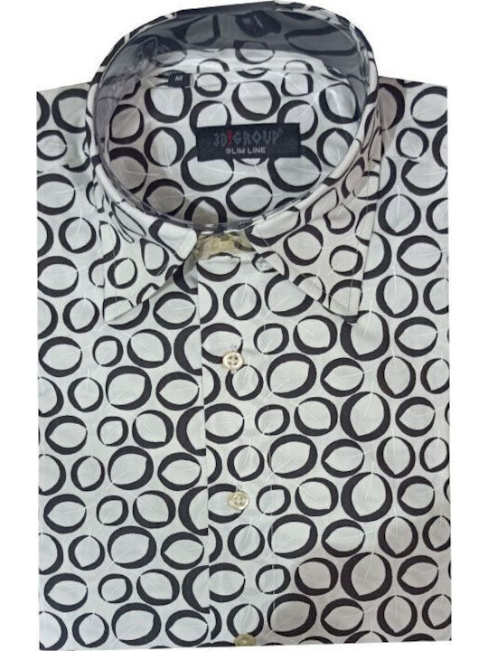 3b Groups Shirt Fashion Slim Fit Fonto White Black