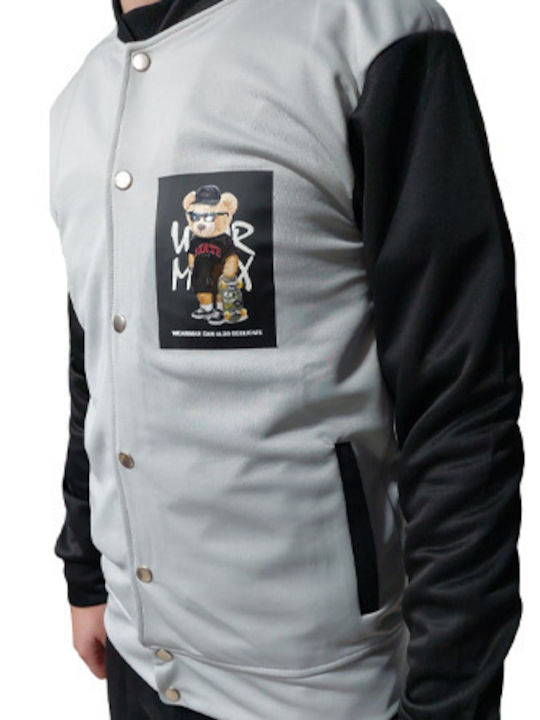 College Polyester Jacke Grau-Schwarz