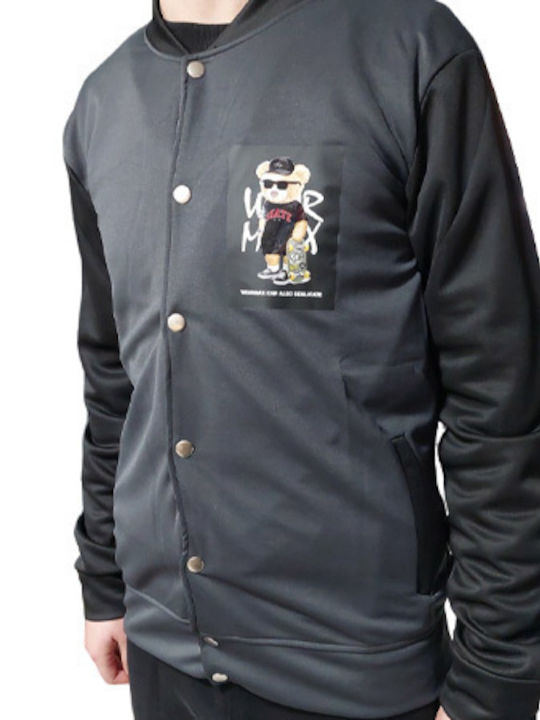 College Polyester Jacke Anthrazit-Schwarz