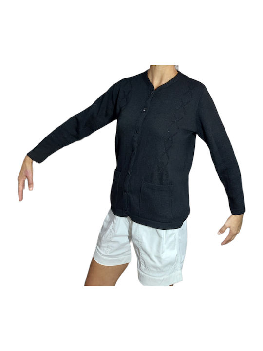 Suncity Cardigan Tricotat Cu Guler 50% Lână 50% Acrilic Negru