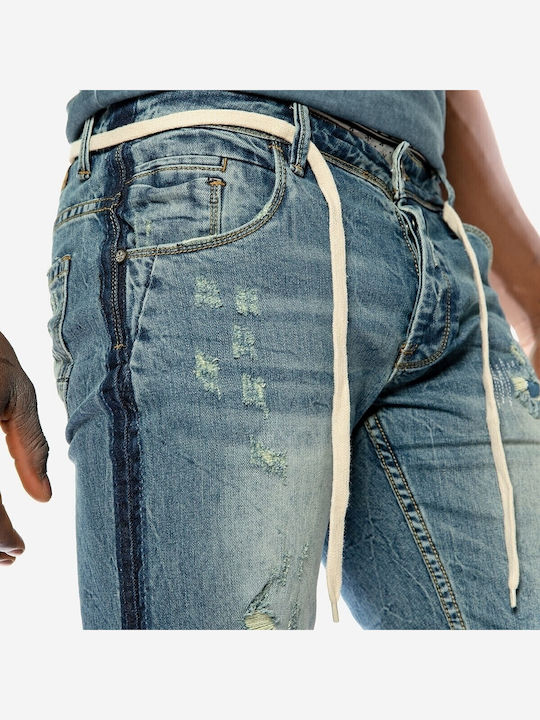 Jean Bermuda Blue Dirty Worn Brokers