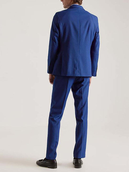 Puroego Herrenanzug Blau DikoΜπο Sakko Außen Taschen Hose Normale Linie 57267 211.05