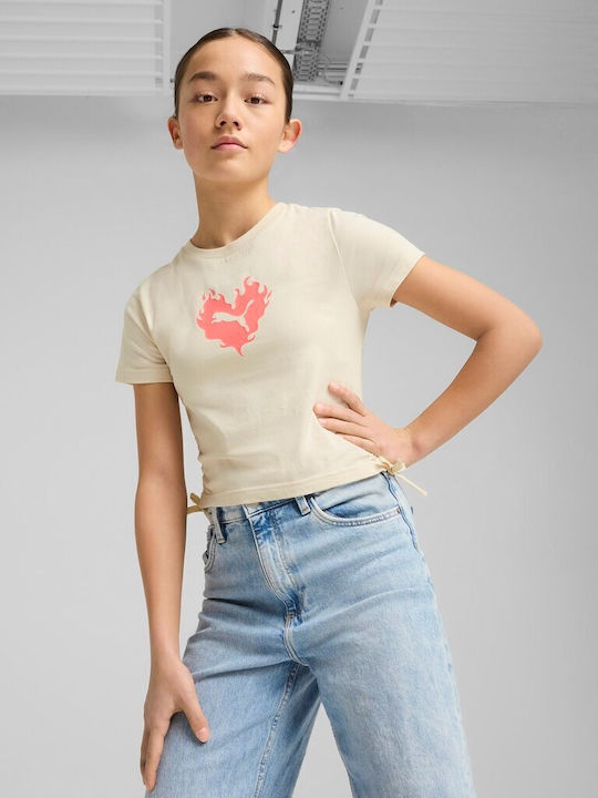 Kids' T-shirt White Flaming Love Knotted Tee