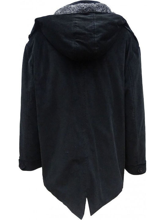 Blue Lake Parkas Montgomery Herrenmantel Marineblau Suet Schwarz