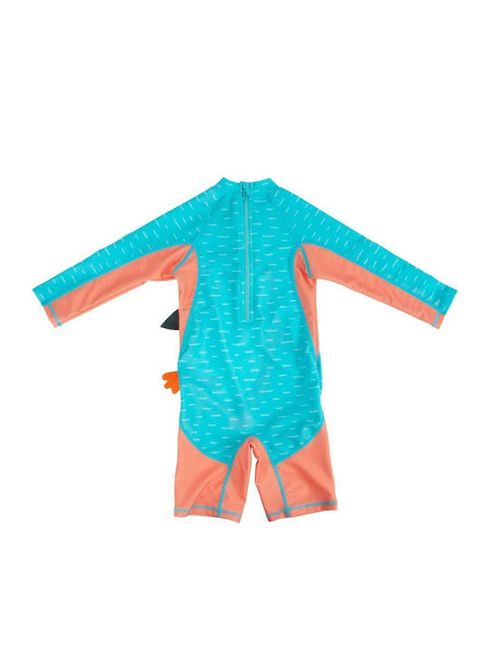Zoocchini Kids Swimwear Long Sleeve One-piece Ciel/orange