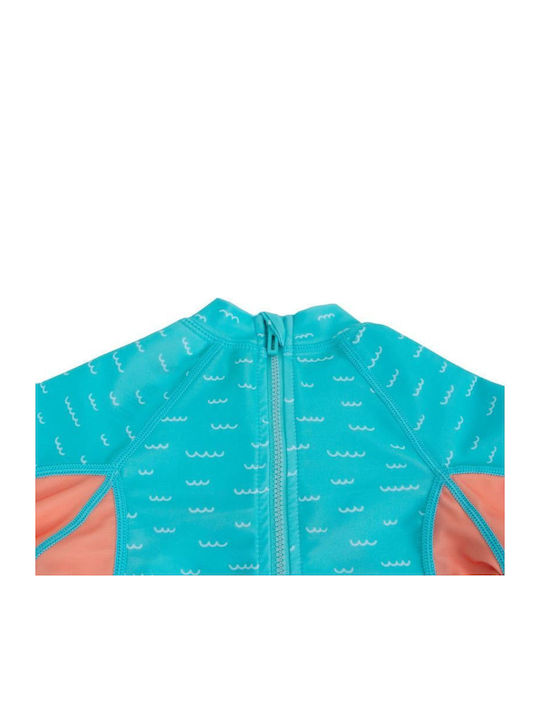 Zoocchini Kids Swimwear Long Sleeve One-piece Ciel/orange