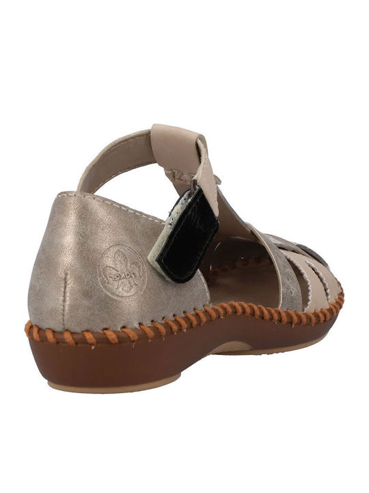Anatomic Leather Comfort Sandals Rieker Beige Combi