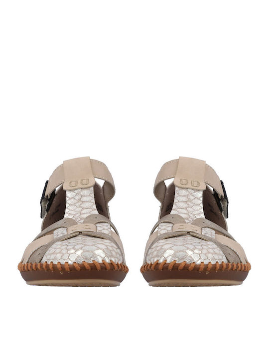 Anatomic Leather Comfort Sandals Rieker Beige Combi