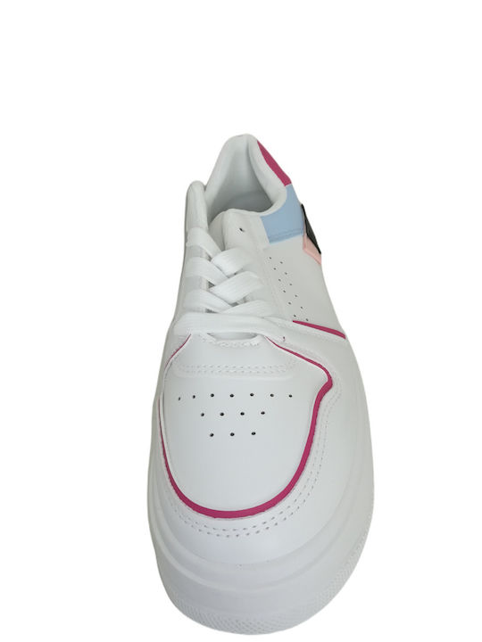 Olympic Stores Ly431 Γυναικεία Flatforms Sneakers Λευκό Ροζ