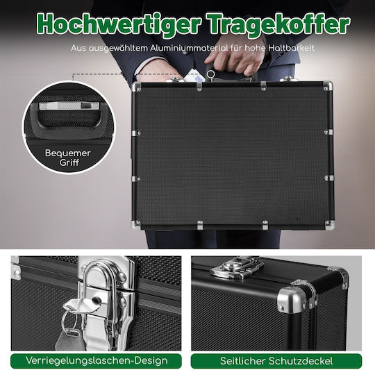 Costway Σετ 600 Μάρκες Poker 40mm / 14gr με 6 Τράπουλες και Τσόχα