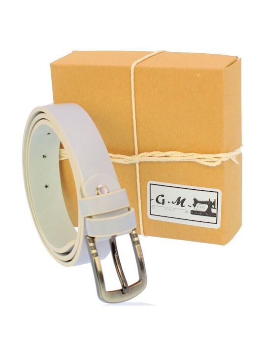 Γυναικεια Ζωνη 100 Cm G.m 2,5 Cm Γνησιο Δερμα Made In Greece Ασπρο Κρεμ Zon.105.02.033 707/25