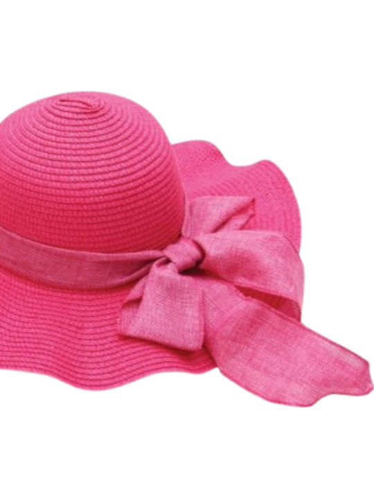 Pălărie Din Paie Roz Fuchsia Cu Panglică 616