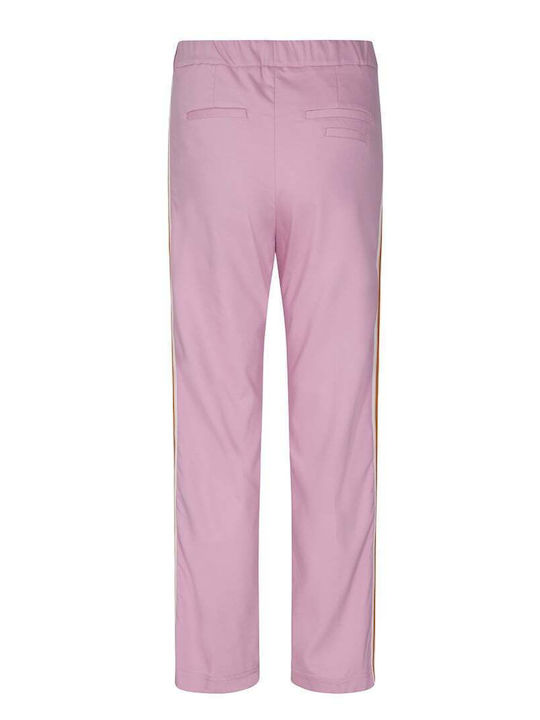 Mos Mosh Women's Striped Pants with Side Rips and Elastic Waist Pink Mos Mosh Women's Striped Pants with Side Rips and Elastic Waist Pink