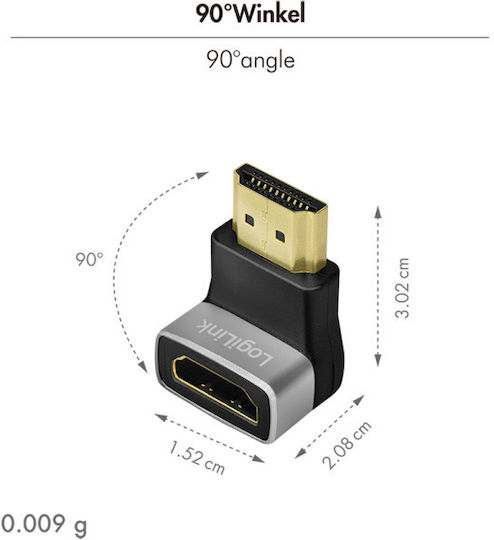 LogiLink Convertor HDMI masculin în HDMI feminin Auriu 1buc AH0007A